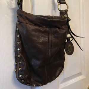 Brown Leather Fossil Cross Body Handbag